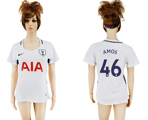 Women's Tottenham Hotspur #46 Amos Home Soccer Club Jersey - Click Image to Close